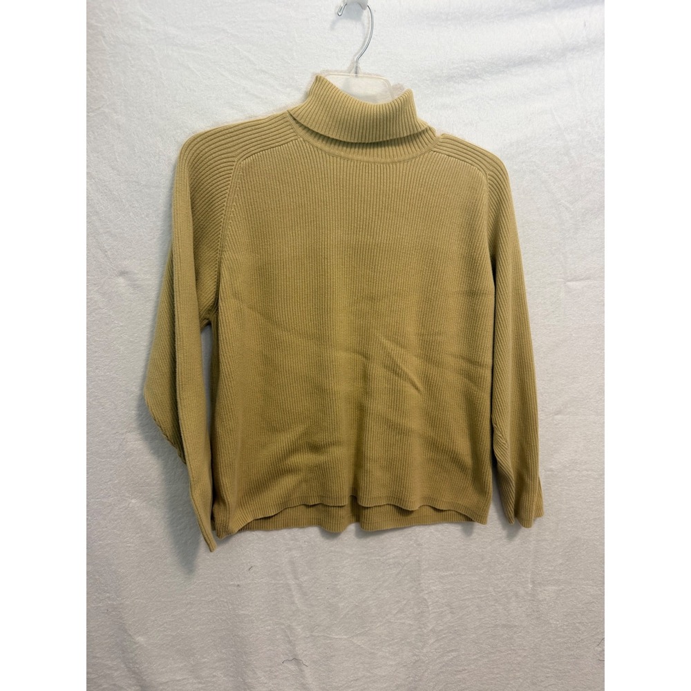Valerie Stevens Casual Woman Mustard Yellow Cotton Ribbed Turtleneck Sweater 2X
